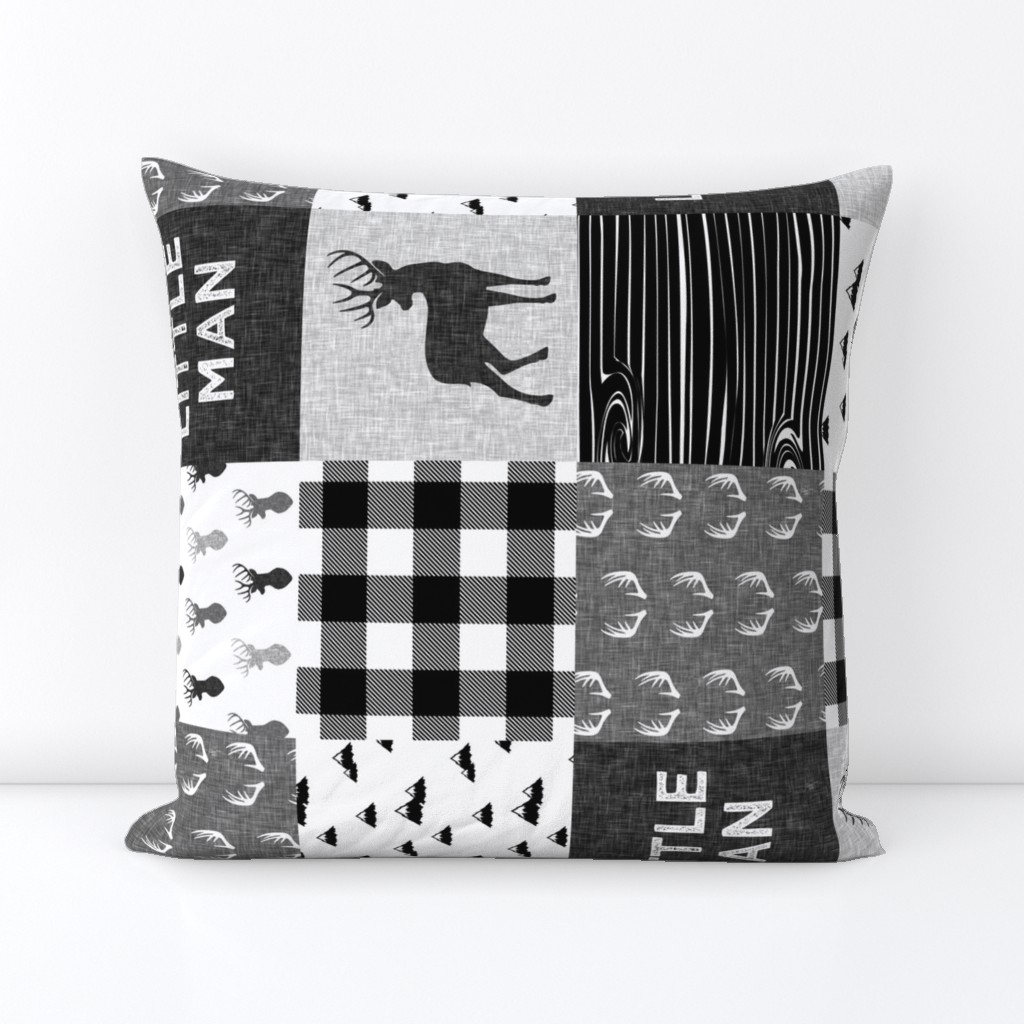 little man - black and white (buck) quilt woodland w/mountains (90) C20BS