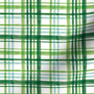 (small scale) Irish Plaid - Watercolor with mint - St Patricks Day C20BS