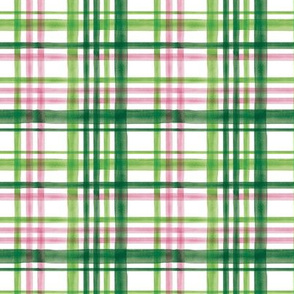 (small scale) Irish Plaid - Watercolor with pink - St Patricks Day C20BS