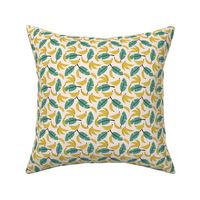 Tropical summer bananas and banana leaves jungle garden yellow sage green