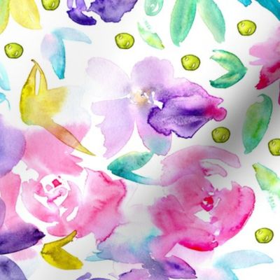 Ethereal watercolor flowers in pink and purple ★ painted florals for modern home decor, bedding, nursery