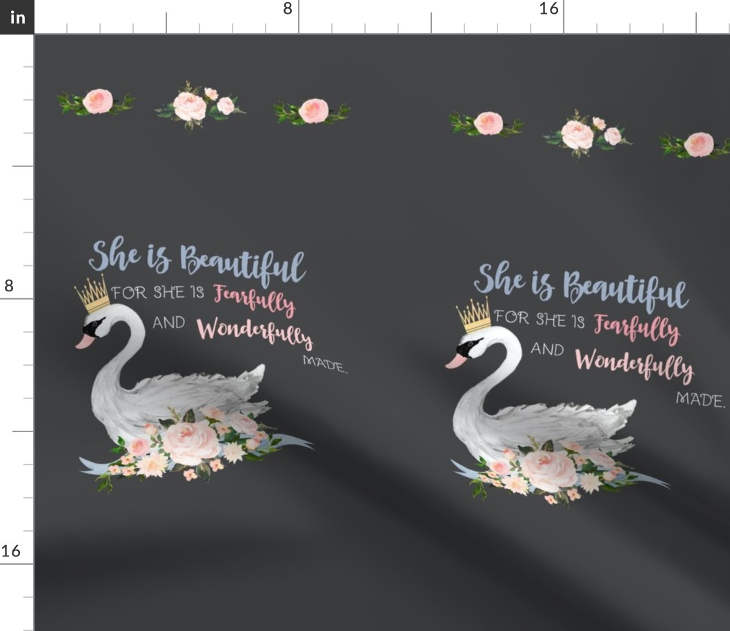 9.5"x13" She is Beautiful Quote Swan