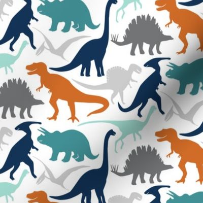 Little Dinosaur Friends- Navy Orange Grey