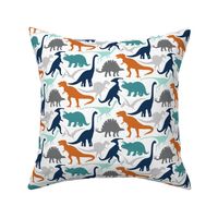 Little Dinosaur Friends- Navy Orange Grey