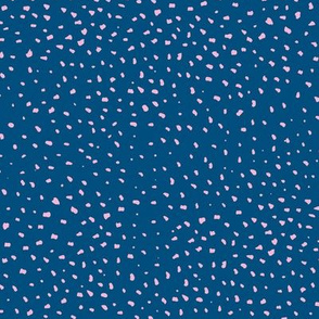 Raw little speckles and spots dry brush ink print pink classic blue