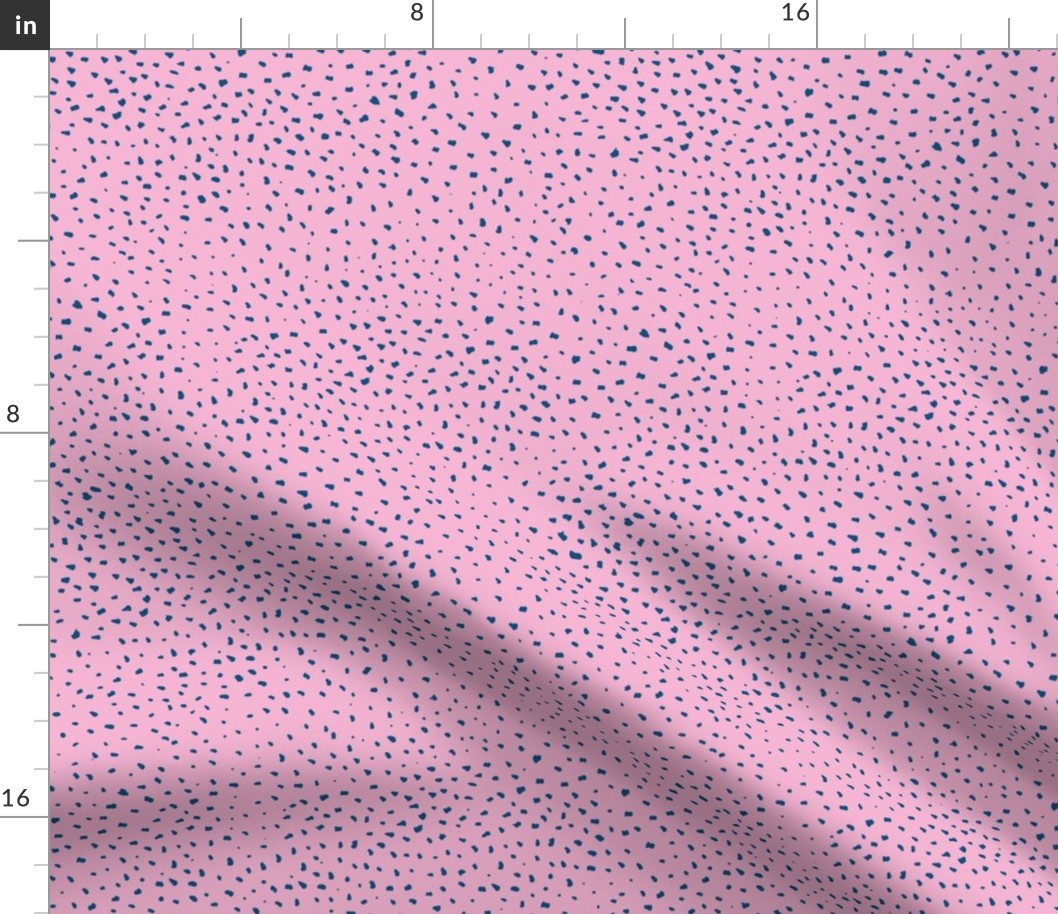 Raw blue little speckles and spots dry brush ink print pink