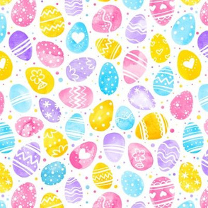 Watercolor Easter Eggs on White
