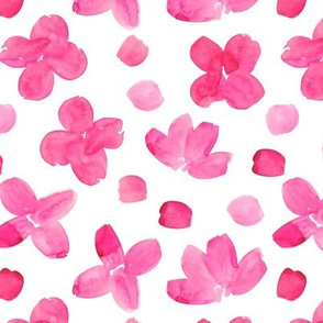 pink flowers watercolor medium