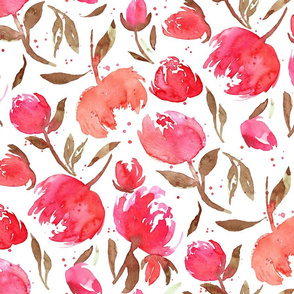 Bloom Bloom Pow Red |Large Pink Brown Flowers|Renee Davis