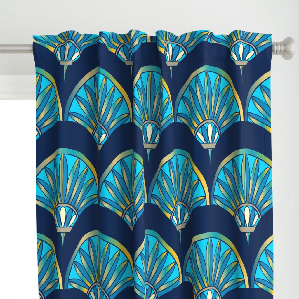 Art Deco Fan Pattern Blue