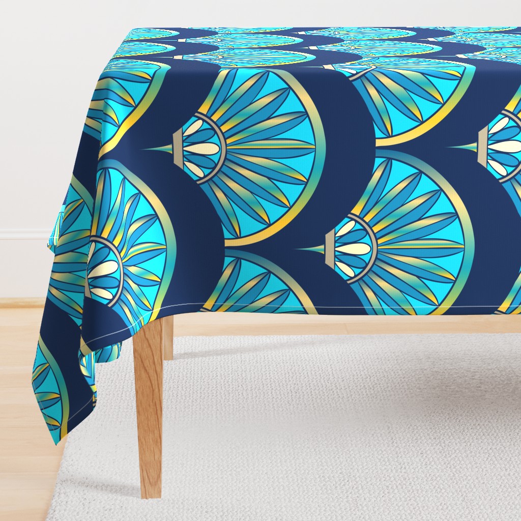 Art Deco Fan Pattern Blue