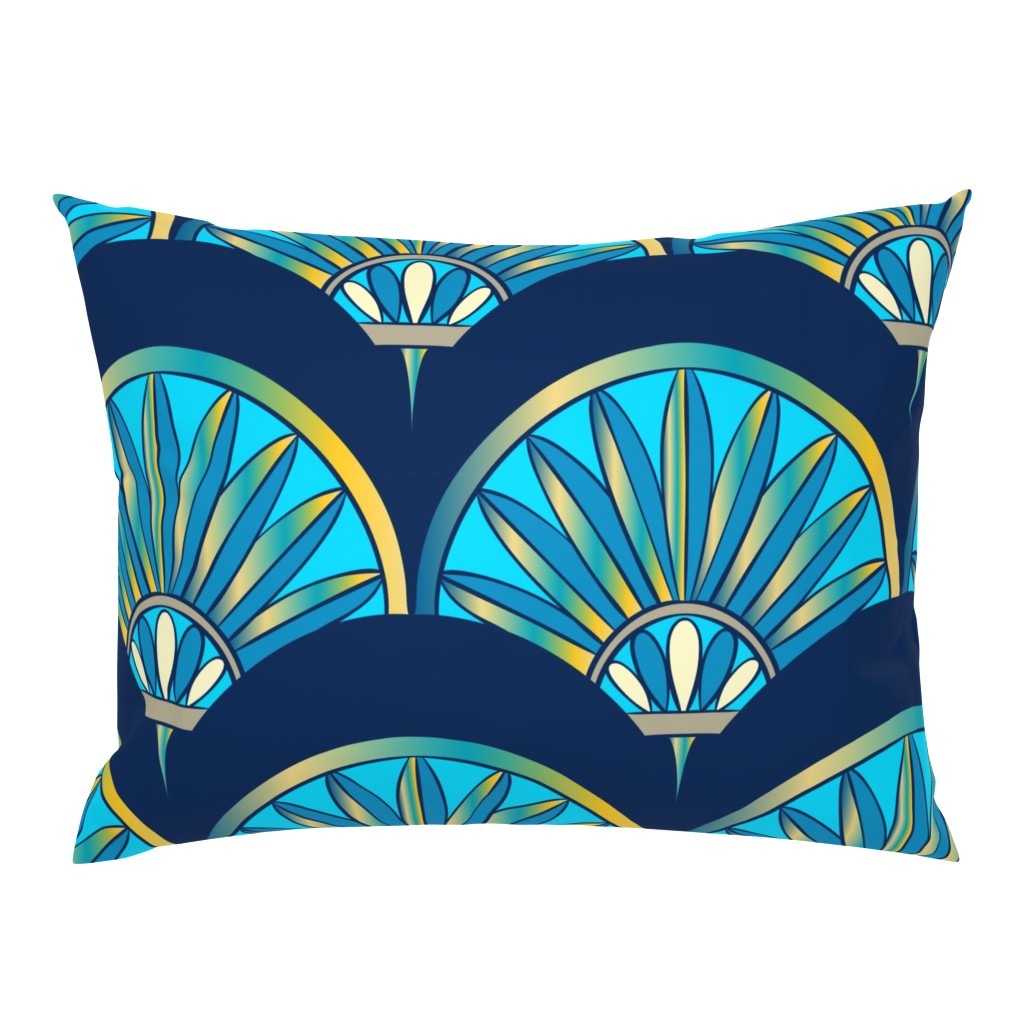 Art Deco Fan Pattern Blue