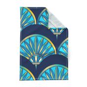 Art Deco Fan Pattern Blue