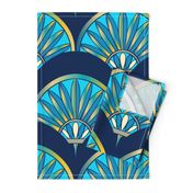 Art Deco Fan Pattern Blue