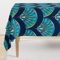 Art Deco Fan Pattern Blue