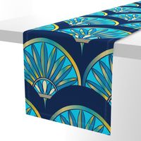 Art Deco Fan Pattern Blue