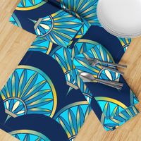 Art Deco Fan Pattern Blue