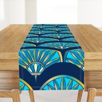 Art Deco Fan Pattern Blue