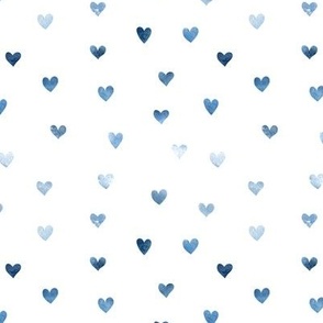 Watercolor hearts. Classic blue