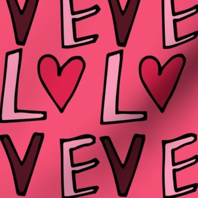 Valentines Love Hand-Cut Typography - Valentine's Retro - Hot Pink Red