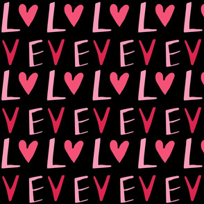 2020 valentines Lettering Love  Black-Pink
