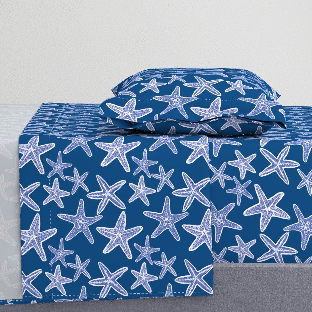 starfish navy blue beach fabric