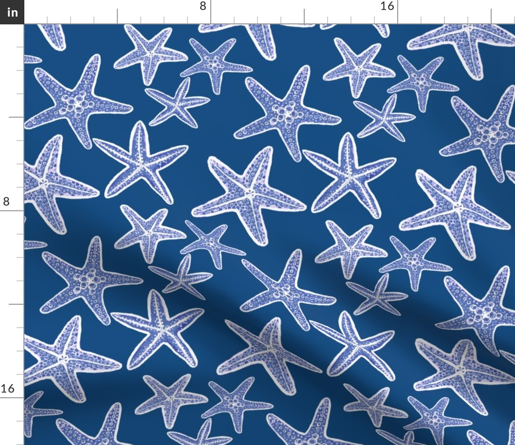 starfish navy blue beach fabric