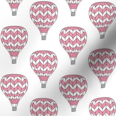 pink and white chevron hot air balloons