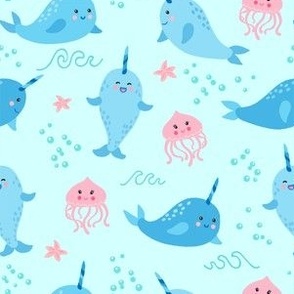 Happy Narwhals and Jellyfish