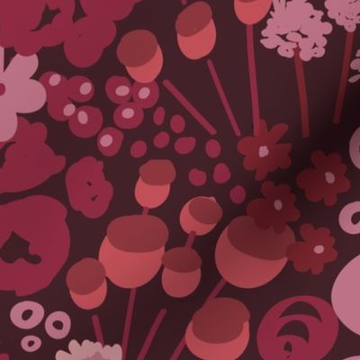 Modern Abstract Floral - Red