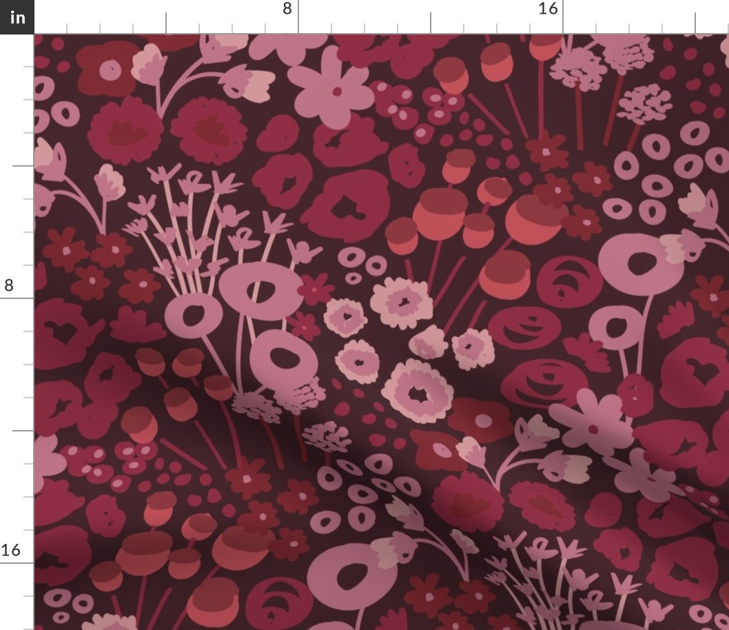 Modern Abstract Floral - Red