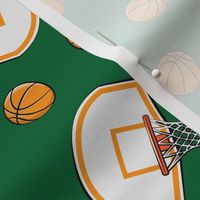 Basketball & Hoops - Green Toss - Sports Themed