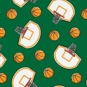 Basketball & Hoops - Green Toss - Sports Themed