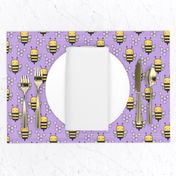 Bees Honeycomb Black&White on Purple Smaller 2 inch