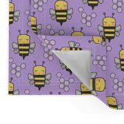 Bees Honeycomb Black&White on Purple Smaller 2 inch