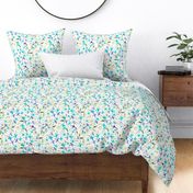 Little flowers in aqua and indigo ★ watercolor floral for modern home decor, bedding, nursery