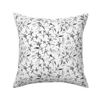 Silver watercolor little flowers for modern scandi monochrome home decor, bedding, nursery