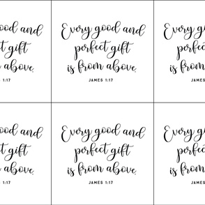 6 loveys: on white // every good and perfect gift is from above // john 1:17 