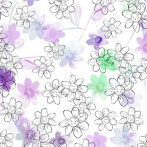 Light Floral in Purple and Green