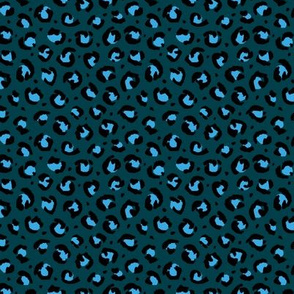 Trendy leopard print animals fur modern Scandinavian style valentine raw brush  abstract teal blue SMALL