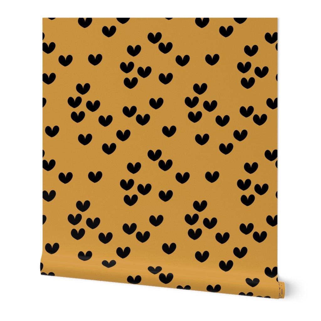 Bumblebee love hearts minimal basic heart shape ochre yellow black SMALL