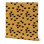 Bumblebee love hearts minimal basic heart shape ochre yellow black SMALL