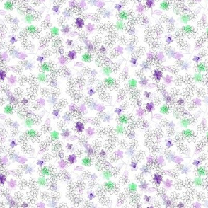 Light Floral in Purple and Green - small repeat