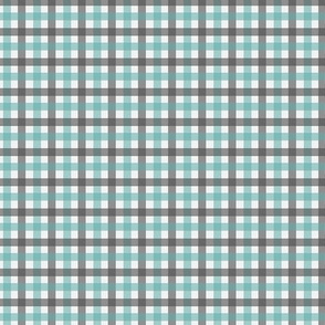 Tiny Gingham in Winter Blue and Grey