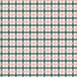 Tiny Gingham in Blush and Forest
