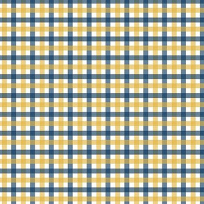 Tiny Gingham - Blue and Gold