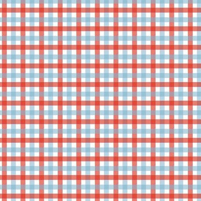 Tiny Gingham in Retro Red and Blue