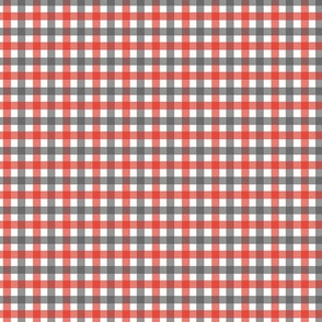 Tiny Gingham in Red and Charcoal