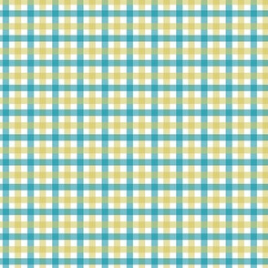 Tiny Gingham in Chartreuse and Blue