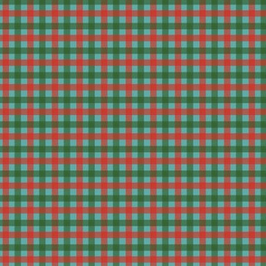 Tiny Gingham in Retro Christmas Green and Red